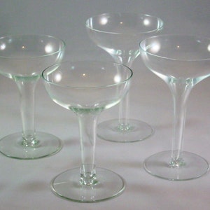 Vintage Champagne Glasses HOLLOW STEM 1950s Set of 4