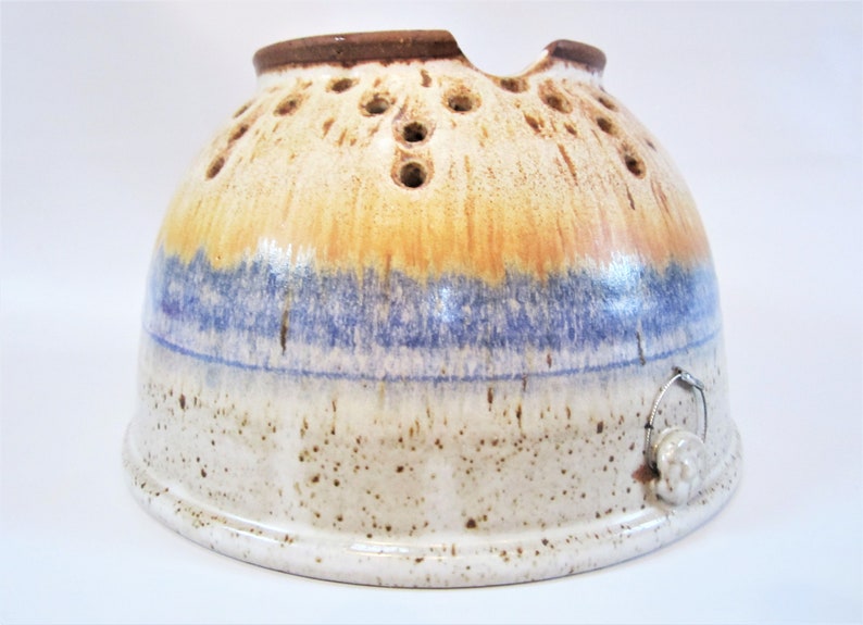 Vintage Colander STUDIO POTTERY Ceramic LAVENDER Accent 1990s Modern