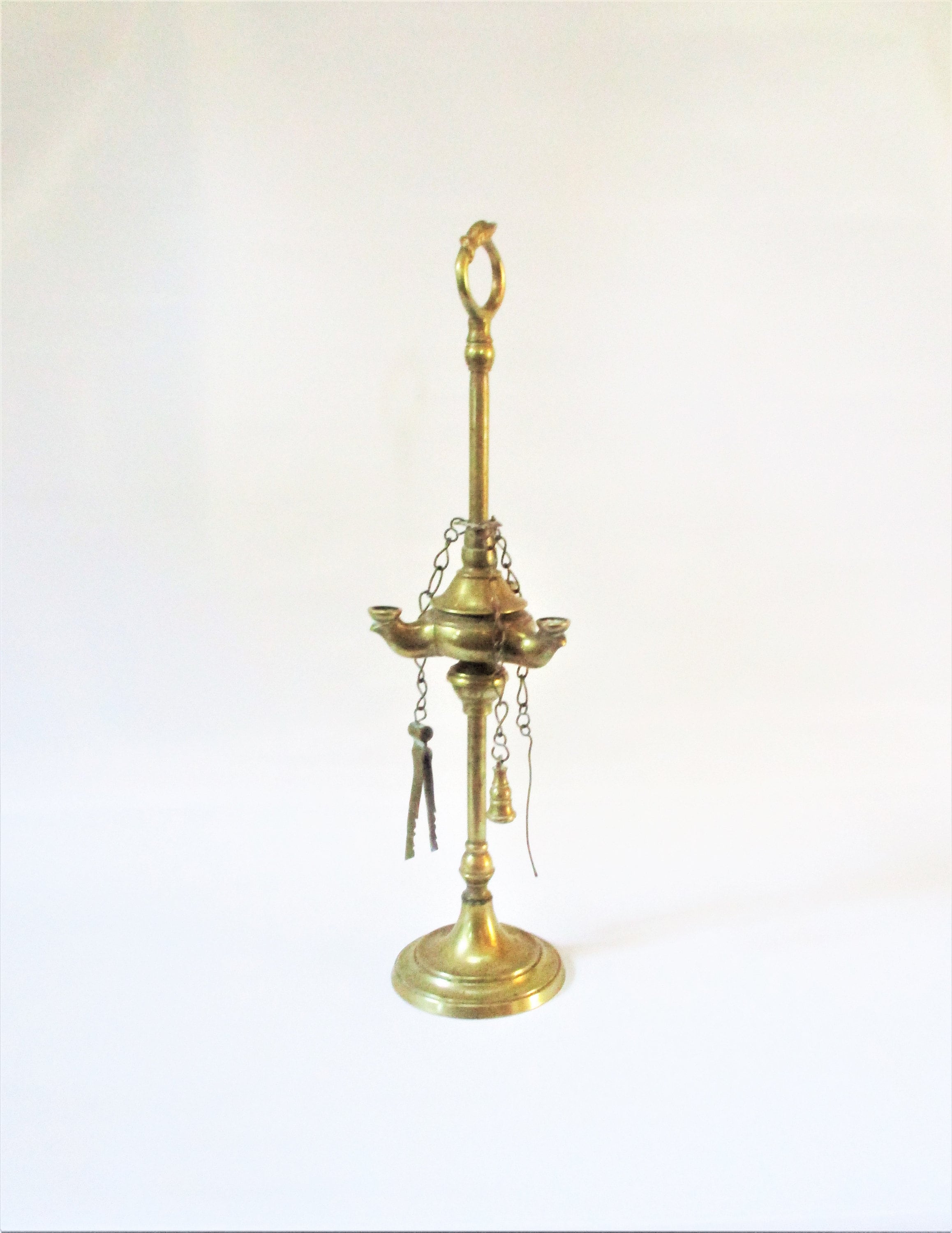 Antique Oil Lamp 3-WICK Lucerne Lamp ADJUSTABLE Brass With