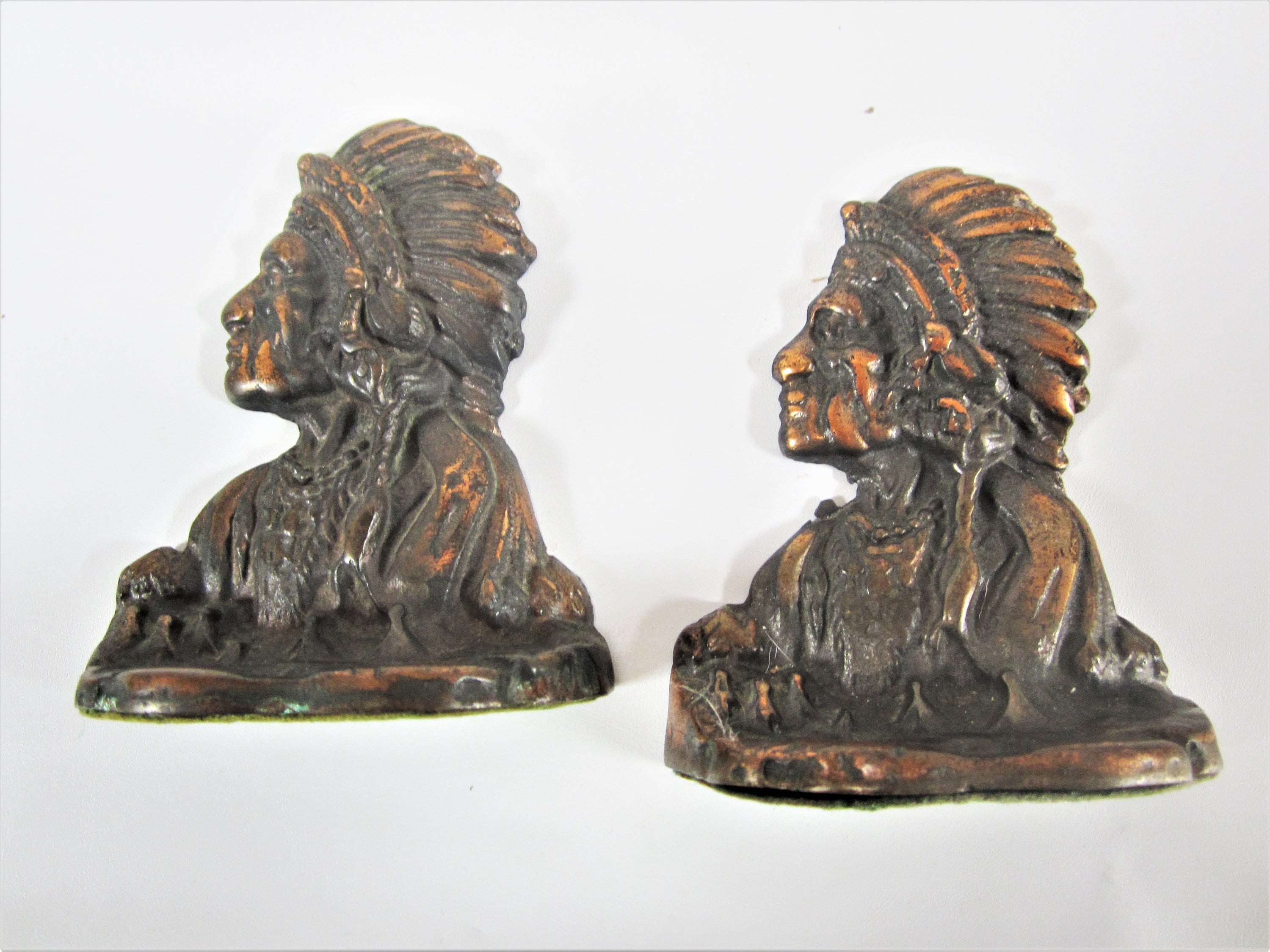 Antique Book Ends INDIAN Bookends Copper Bronze 1940s - Etsy
