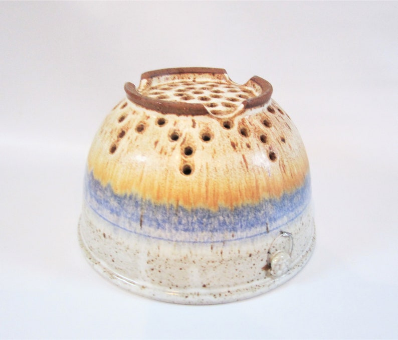Vintage Colander STUDIO POTTERY Ceramic LAVENDER Accent 1990s Modern