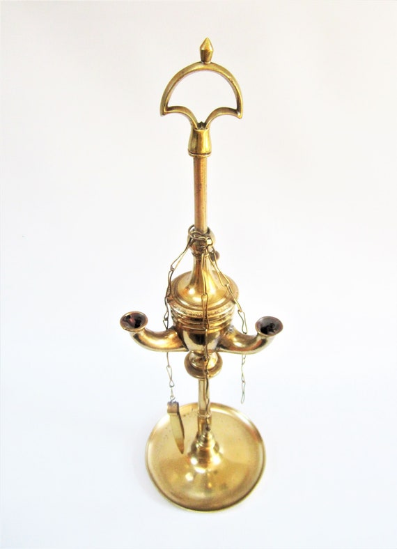 Antique Oil Lamp 3-WICK Lucerne Lamp ADJUSTABLE Brass With Chatelaine  Chains and Tools 16 Whale Oil Lamp Oil Lantern 19th Century 