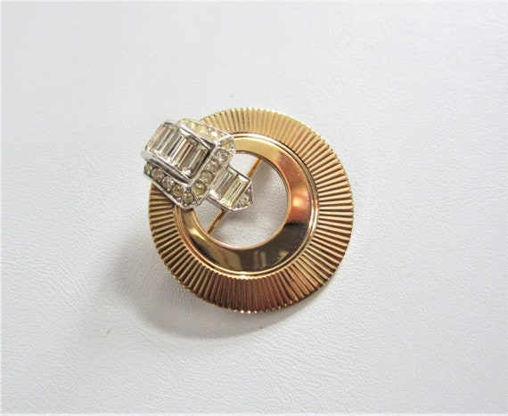 Vintage Art Deco BOUCHER Circle Brooch Pin 1950s - image 2