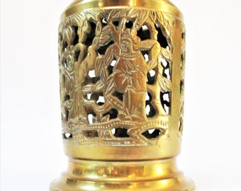 Stary mosiężny lampion z wężem Azjatyccy starsi / mnisi IMMORTALS Shadow Lantern kadzielnica