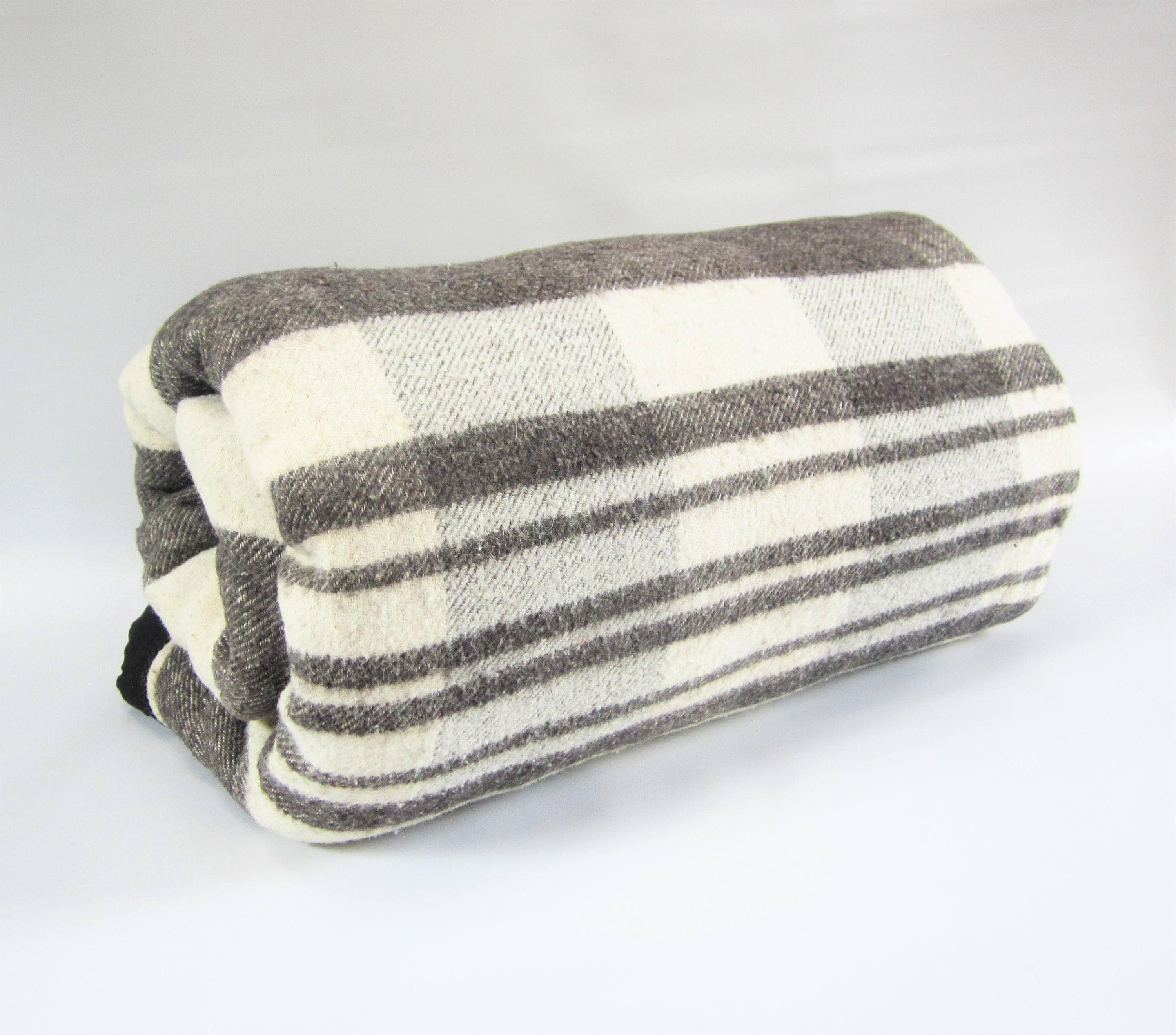 Vintage Blanket Camp Blanket Black Gray PLAID Blanket 1950s Etsy