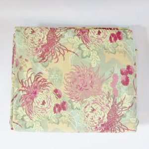 Vintage Bedspread Throw ORIENTAL CHRYSANTHEMUMS Burgundy and Mint Slip Cover