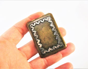 Antique Vesta Case Match Box Holder BRASS ART DECO Stamp Case Pill Box Vesta