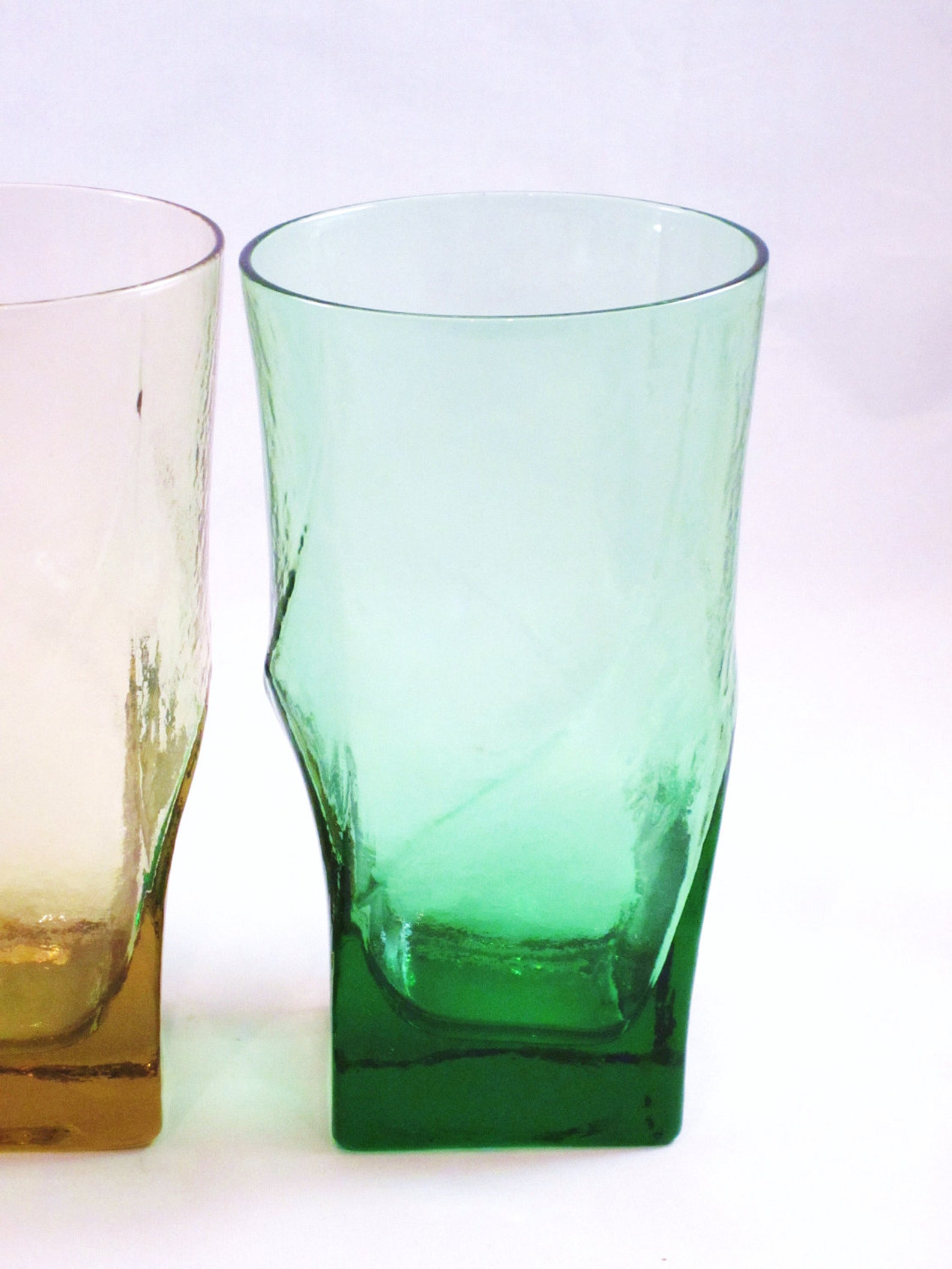 Vintage Drinking Glasses Colored Glass Modern Square Bottom Etsy