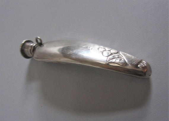 Vintage Perfume Bottle STERLING Silver Floral Mot… - image 4