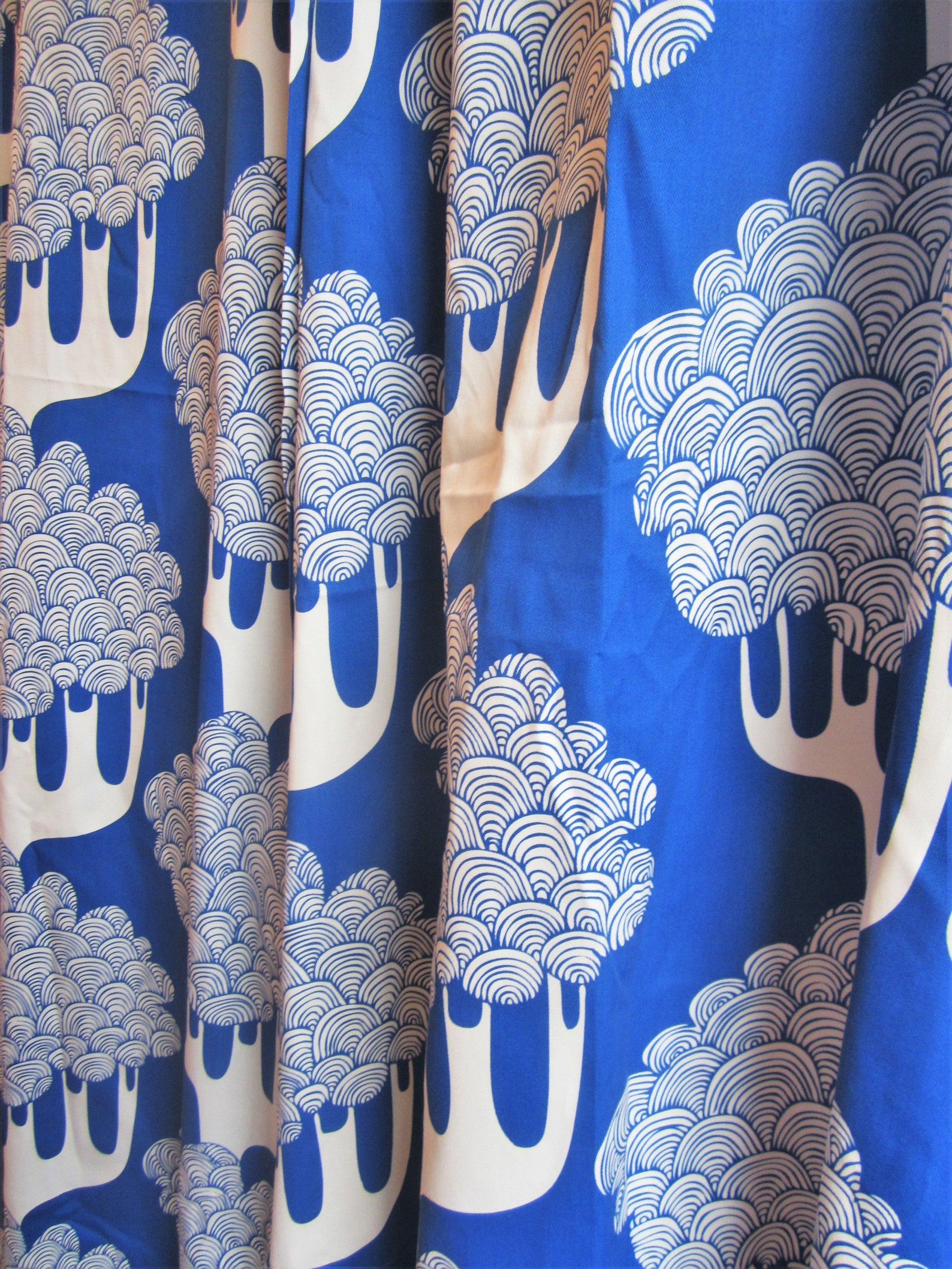 Royal Blue Curtain Panels Fabric Ikea WILJ KAJSAMIA 56 Etsy