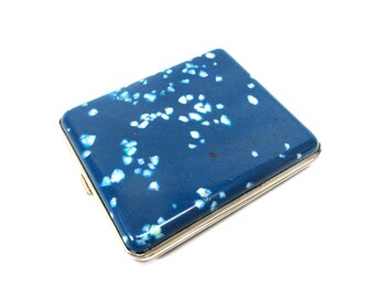 Vintage Cigarette Case BLUE CONFETTI Trinket Box Bakelite  SOVIET 1950s