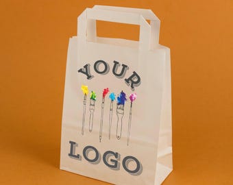 Paper Bags with Handles and Custom Logo | White & Kraft Bags | Business Retail Packaging