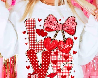 Preppy Valentine LOVE Png, Vday Cerise Png, Cerise PNG, Coquette de la Saint-Valentin Cerise PNG, Rose Valentine Png, Tendance Saint-Valentin Png