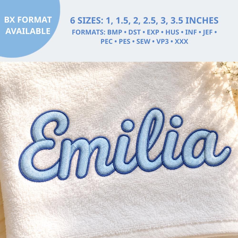 Chubby 2 Color Script Embroidery Font, Bubble Cursive Fon… embroidery font sample