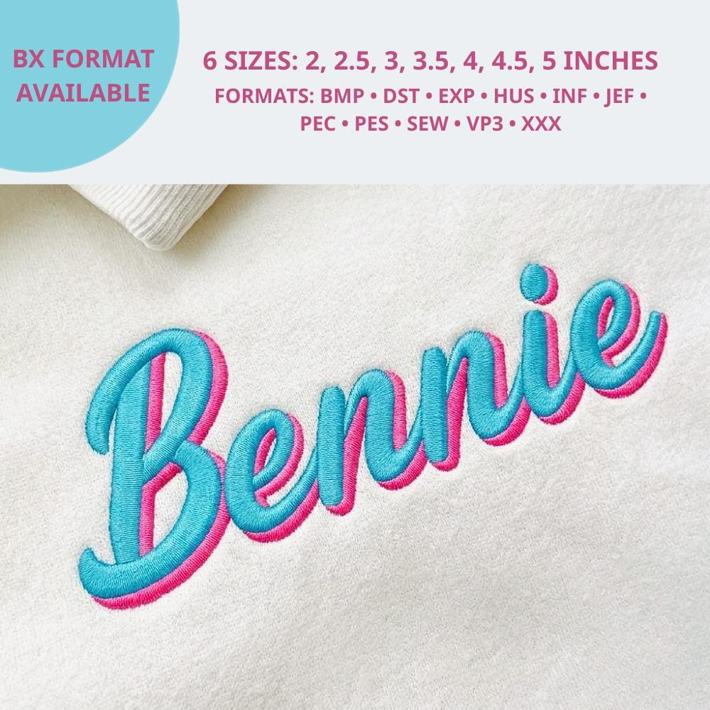 Jerome Cursive Script Two Color Satin Stitch Embroidery F… embroidery font sample