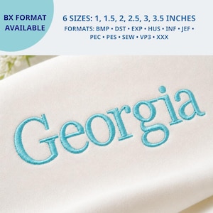 Georgia Embroidery Font, Vintage Font, Classic Letters, Serif Machine Embroidery Alphabet 6 Sizes, 11 Formats + BX font