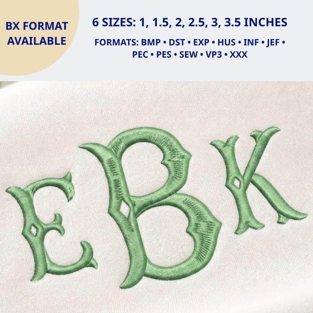 Fishtail Vintage Monogram Embroidery Font, Elegant Serif… embroidery font sample