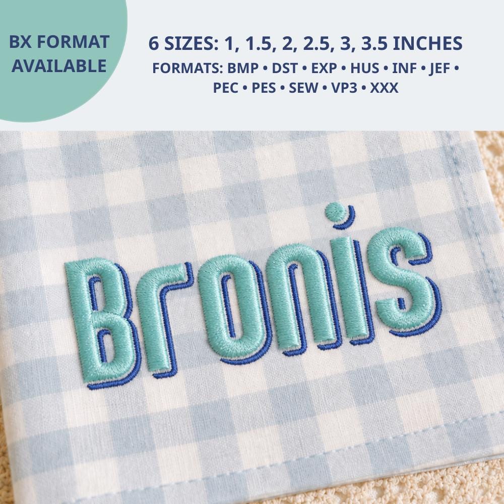 Layered Bold Shadow Two Color Embroidery Font, Outline Al… embroidery font sample