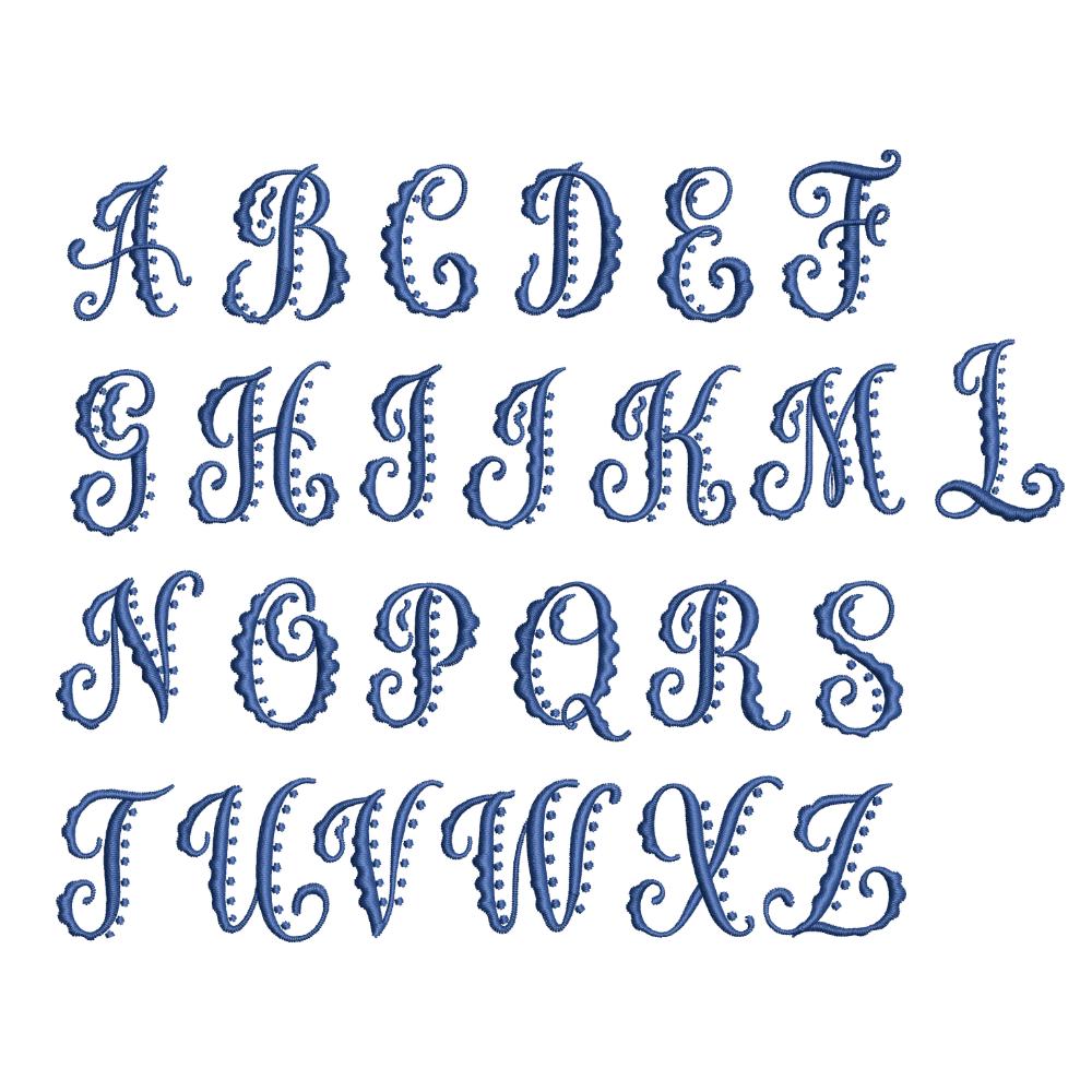 Fishtail Monogram Embroidery Font Bundle, Interlocking Monogram ...