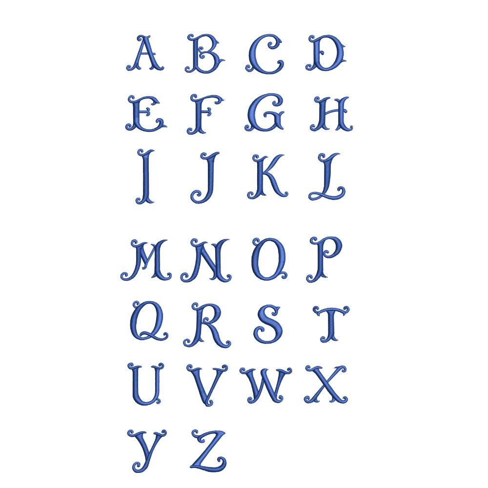 Fishtail Monogram Embroidery Font Bundle, Interlocking Monogram ...