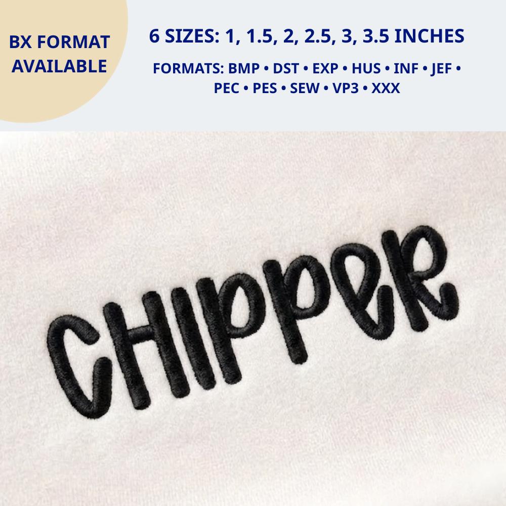 Chipper Embroidery Font, Chunky font, Neat Handwriting Fo… embroidery font sample