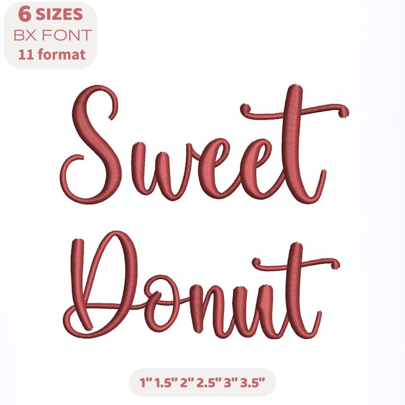 Sweet Donut Cursive Script Embroidery Font Alphabet, Instant Download 6 ...
