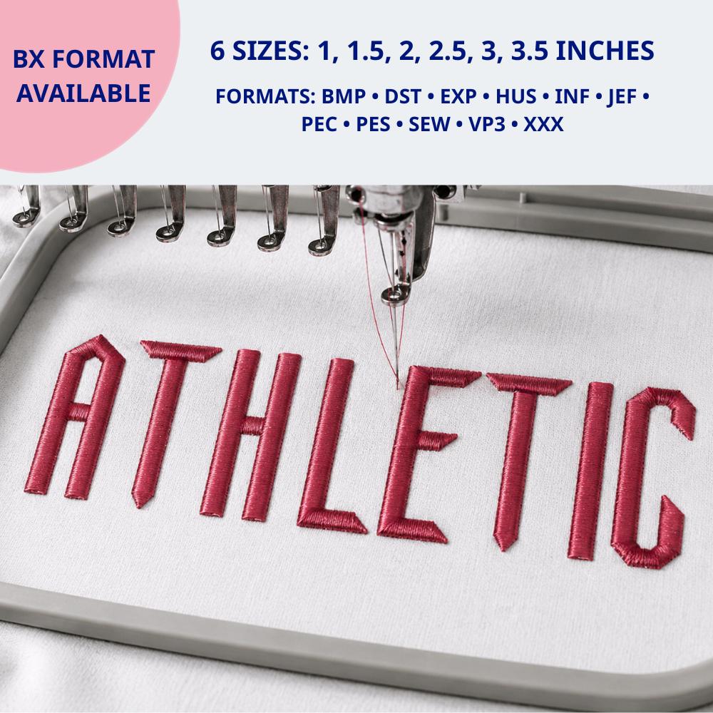 Varsity Tall Font Digital Machine Embroidery, Sport font,… embroidery font sample