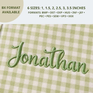 Jonathan Cursive Script Broderitypsnitt Alfabet, Handskrivet typsnitt, 6 storlekar, Omedelbar nedladdning BX-typsnitt | PES + 9 andra format