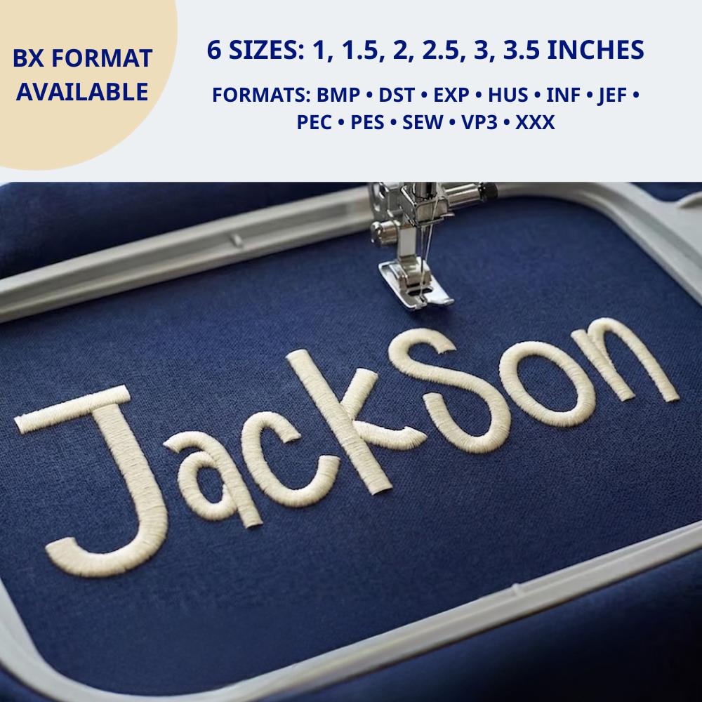 Jackson Block Embroidery Font, Round Serif Alphabet,Retro… embroidery font sample
