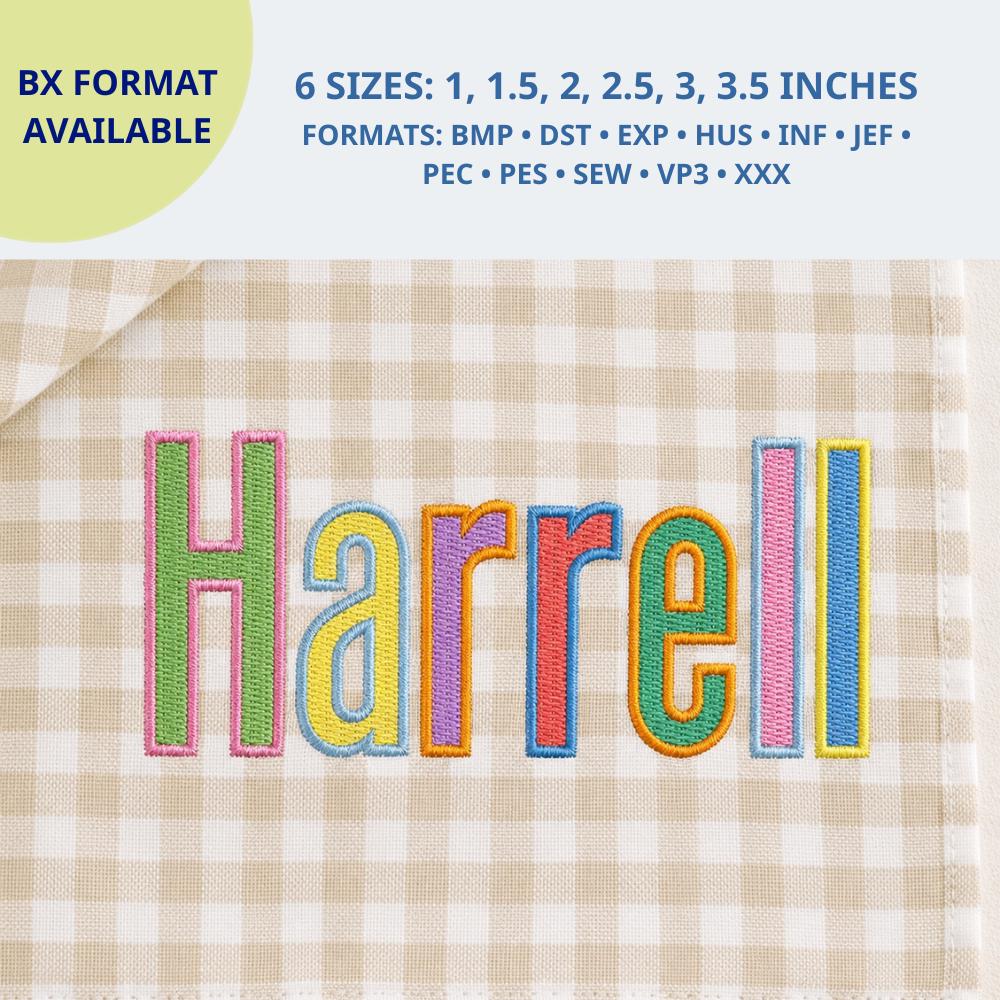Varsity Tall 2 Color Embroidery Font Alphabet, College Un… embroidery font sample