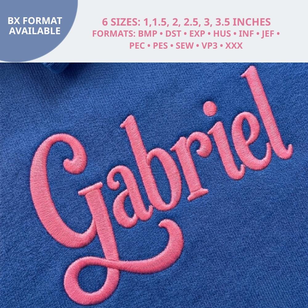 Gabriel Whimsical Embroidery Font, Curly Handwritten Swir… embroidery font sample