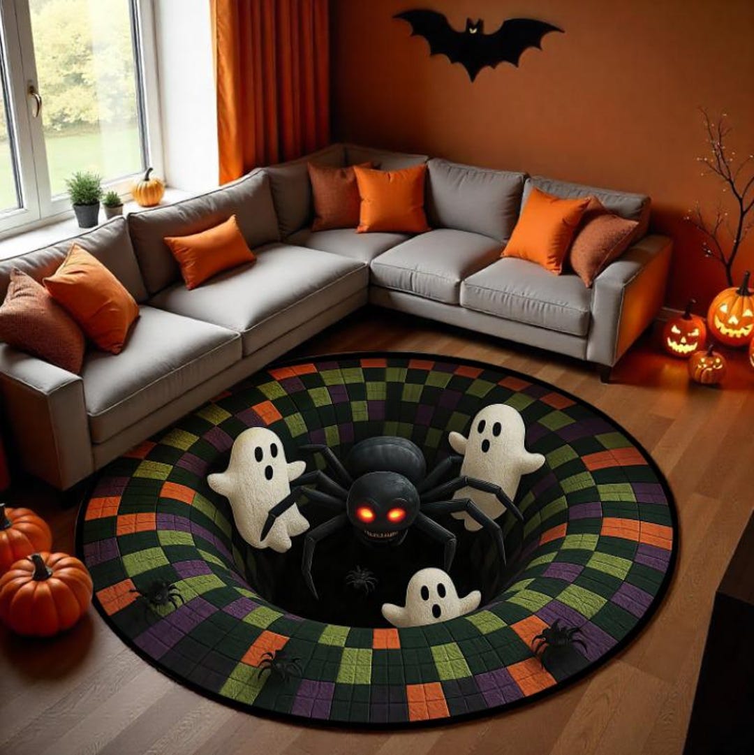 Halloween Ghost 3D Printed Rug, Halloween Ghost Welcome Mat, Ghost ...