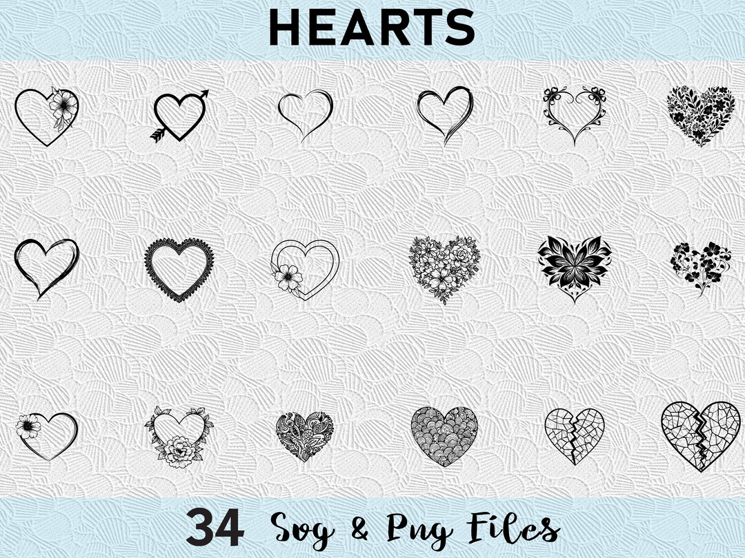 Heart Silhouette SVG PNG Bundle, Love Clipart Vector, Cricut Cut Files ...