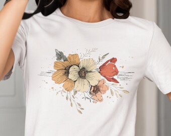 Boho Flowers T-Shirt, Flower Lover Shirt, Floral Tee, Garden Lover T-Shirt, Floral Nature Shirt, Flowers TShirt, Boho Wildflowers, Botanical