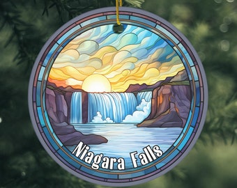 Niagara Falls, Family Trip Christmas Ornament, Keepsake Ornament, Unique Ornament, Christmas Gift, Faux Stained Glass, Gift Exchange