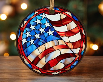 American Flag Christmas 2023, Christmas Keepsake, Patriotic Christmas Ornament, Stars and Stripes Americana, Patriot Gift, USA Pride Gift