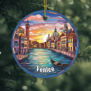 Venice Ornament, Family Trip Christmas Ornament, Keepsake Ornament, Unique Ornament, Christmas Gift, Faux Stained Glass, Gift Exchange