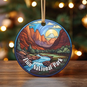 Zion National Park USA, National Parks Christmas Ornament, Zion Utah Park, Keepsake Ornament, Unique Ornament, Gift, Stained Glass Look