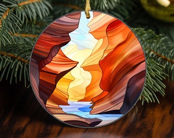 Places Around World Ornament, Antelope Canyon Arizona, Christmas Ornament, Keepsake Ornament, Unique Ornament, Gift, Stained Glass Look