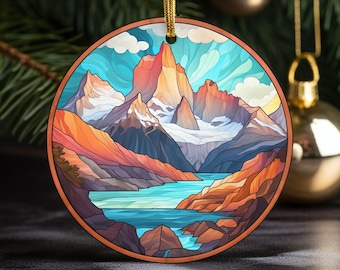 Places Around World Ornament, Torres del Paine Chile, Christmas Ornament, Keepsake Ornament, Unique Ornament, Christmas Gift, Stained Glass