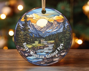 Rocky Mountain National Park USA, National Parks Christmas Ornament, Keepsake Ornament, Unique Ornament, Christmas Gift, Stained Glass Look