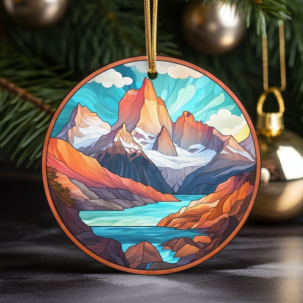 Places Around World Ornament, Torres del Paine Chile, Christmas Ornament, Keepsake Ornament, Unique Ornament, Christmas Gift, Stained Glass