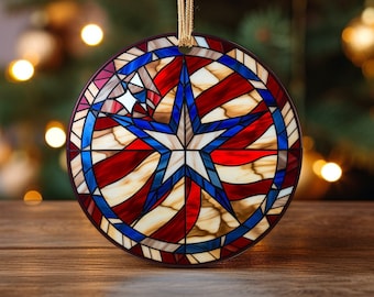 Patriotic Ornament, USA Patriotic Ornament, Christmas Ornament, Keepsake Ornament, Unique Ornament, Christmas Gift, Stained Glass Look