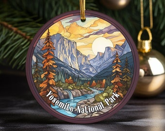 Yosemite National Park USA, National Park Christmas Ornament, Keepsake Ornament, Unique Ornament, Christmas Gift, Stained Glass Look