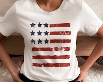 Camiseta con la bandera de EE. UU., Camiseta patriótica, Camiseta del orgullo estadounidense, Diseño desgastado con la bandera de EE. UU., Camiseta con la bandera americana, Camiseta patriótica americana, Para amantes de Estados Unidos