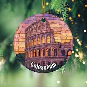 Colosseum Rome Italy, Christmas Tree Ornament Decoration, Italy Keepsake Ornament, Unique Ornament, Christmas Gift, Faux Stained Glass Look