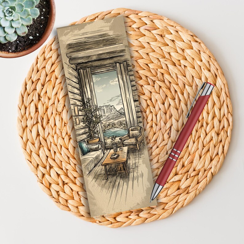 Printable Cabin Window Bookmarks, Vintage National Park Digital ...