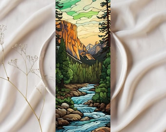 Yosemite National Park Bookmark, Double Sided, USA Parks, Nature Lover Gift, Heavy Duty Cardstock, 2x6 Inch, National Park Travel Gift,