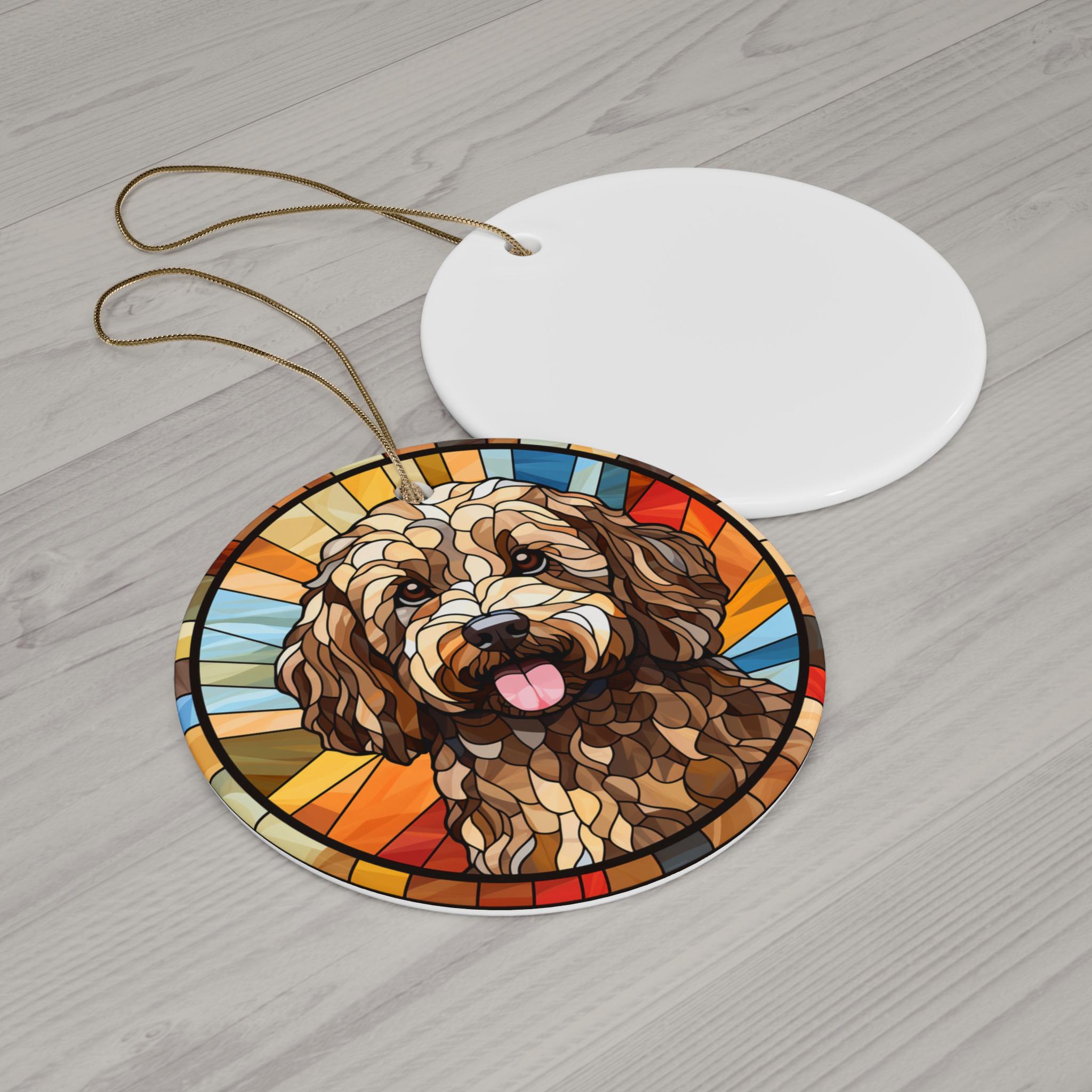 Stained Glass Cockapoo Custom Name Cockapoo Dog Ornament, Personalized Pet Ornament, Pet Lover ...