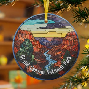 Grand Canyon National Park Glass Ornament, Faux Stained Glass Look, National Park Decor, Holiday Decor, Christmas Tree Decorations, Gift